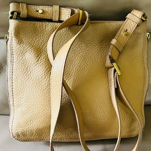 Fossil Beige Leather Crossbody Bag